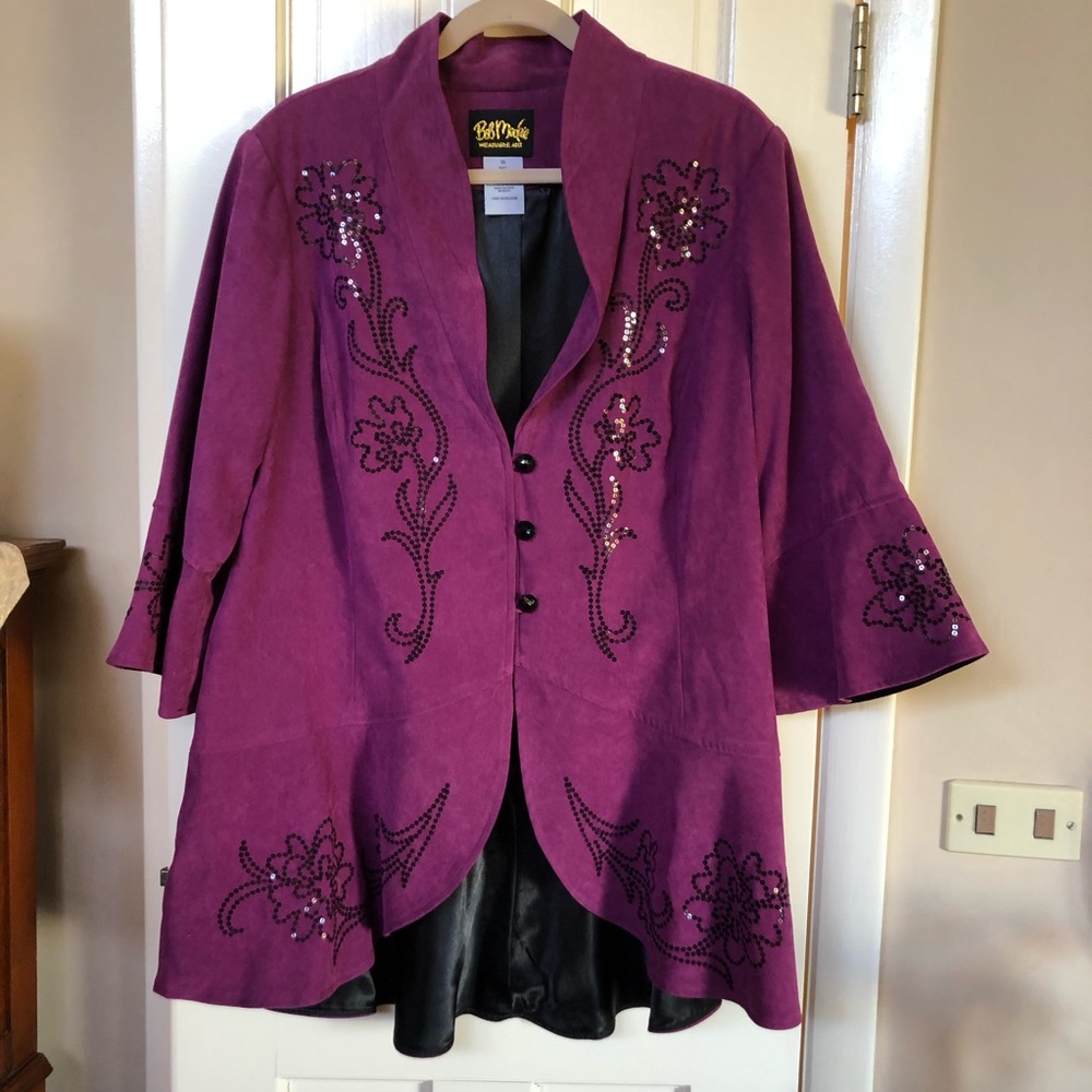 Bob Mackie Suede and Sequin Jacket 1X